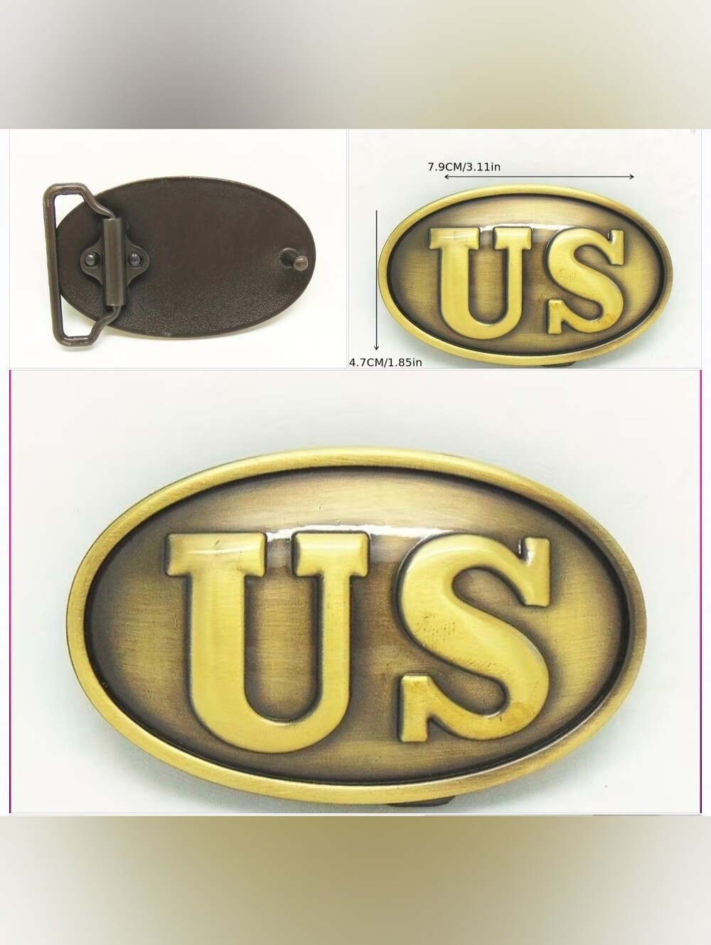 US Civil War Union Enlisted Infantry Oval Belt Buckle Brass Colored